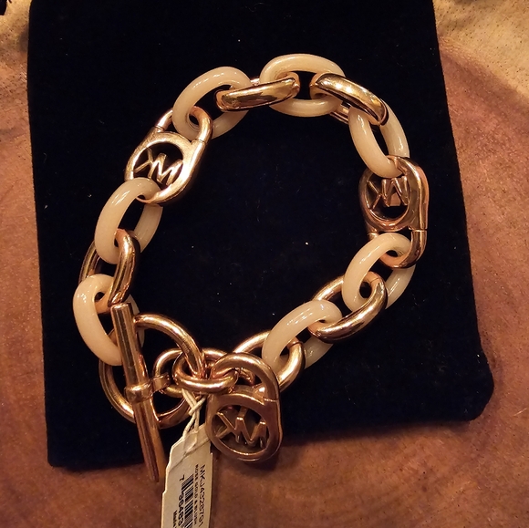 NWT MICHAEL KORS ROSE GOLD AND BLUSH LINK BRACELET...MKJ4328791 - Picture 2 of 4